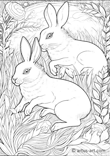 Hares Coloring Page For Kids